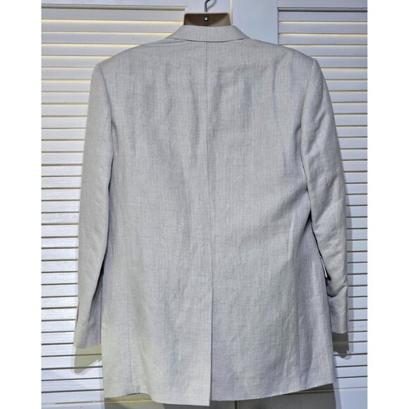 NWT Perry Ellis Men Ivory Herringbone Linen Blend Blazer Tailored Sz 44 Reg 2760 - Picture 8 of 15